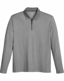 Michael Strahan Modern Fit Long Sleeve Polo, Gray
