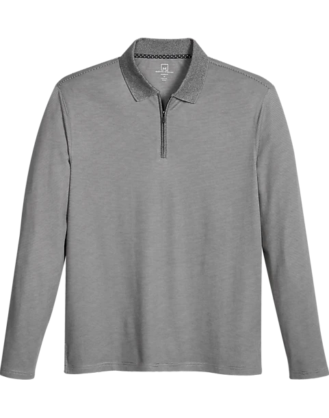 Michael Strahan Modern Fit Long Sleeve Polo, Gray 1 Michael Strahan Modern Fit Long Sleeve Polo, Gray