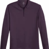 Michael Strahan Modern Fit Long Sleeve Polo Purple & Gray