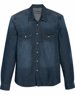 Paisley & Gray Slim Fit Spread Collar Denim Sport Shirt, Blue