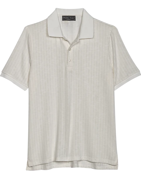 Paisley & Gray Slim Fit Polo, Cream 1 Paisley & Gray Slim Fit Polo, Cream