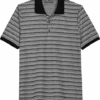 Paisley & Gray Slim Fit Polo, Black And White Zigzag Stripe