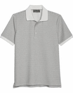 Paisley & Gray Slim Fit Polo, White & Black Dot