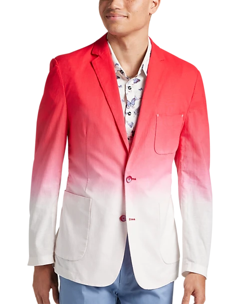 Paisley & Gray Slim Fit Linen Blazer, Red & White Tie Dye 1 Paisley & Gray Slim Fit Linen Blazer, Red & White Tie Dye