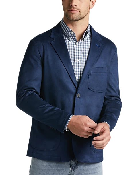 Joseph Abboud Modern Fit Notch Lapel Ultra Suede Soft Jacket, Dark Blue