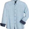 Michael Strahan Modern Fit Spread Collar 4-Way Stretch Sport Shirt, White Diamond Dot