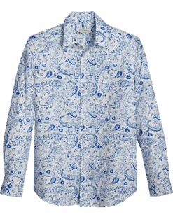 Jaymes Modern Fit Spread Collar Sport Shirt, Blue Paisley
