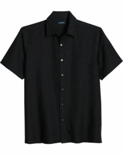 Zanetti Modern Fit Camp Shirt, Black Mini Dots