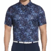 PGA Tour Classic Fit Printed Polo, Navy Fireworks
