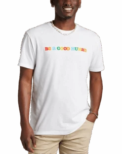 The Phluid Project Classic Fit Be A Good Human Graphic Crew, White