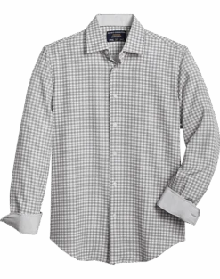 Report Collection Modern Fit Four-Way Stretch Sport Shirt, Gray Check