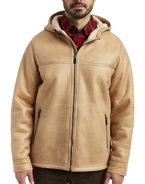 Rainforest Classic Fit Faux Nubuck Hooded Jacket, Cognac 1 Rainforest Classic Fit Faux Nubuck Hooded Jacket, Cognac