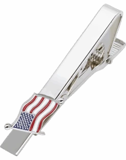 Pronto Uomo American Flag Silver Tie Bar