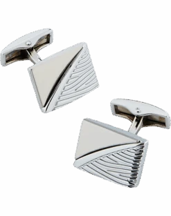 Pronto Uomo Silver-Tone Stripe Cufflinks