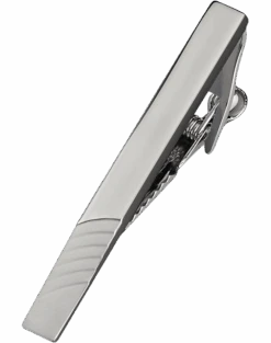 Pronto Uomo Tie Bar, Silver Diagonal Stripe