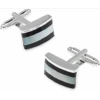 Pronto Uomo Silver, Black & Mother-Of-Pearl Cufflinks