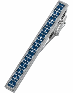 Pronto Uomo Tie Bar, Silver & Blue