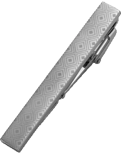 Pronto Uomo Tie Bar, Silver Geometric