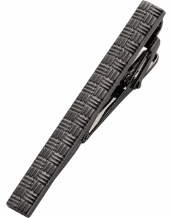 Pronto Uomo Tie Bar, Black Weave