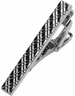 Pronto Uomo Tie Bar, Silver Diamond Pattern