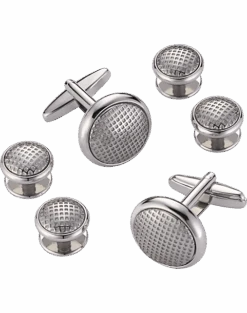 Pronto Uomo Cufflinks & Studs Set, Silver Grid