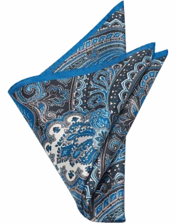 Joseph Abboud Pocket Square, Blue Paisley