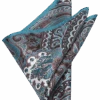 Joseph Abboud Pocket Square, Teal & Brown Paisley