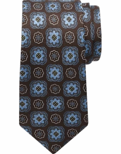 Joseph Abboud Narrow Tie, Brown Medallion