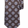Joseph Abboud Narrow Silk Tie, Brown Medallion
