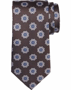 Joseph Abboud Narrow Silk Tie, Brown Medallion