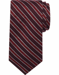 Egara Skinny Tie, Burgundy Stripe