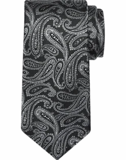 Pronto Uomo Narrow Tie, Black Paisley