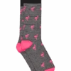 Jos. A. Bank Socks 1-Pair, Black And Pink Flamingos