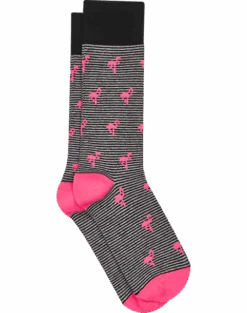 Jos. A. Bank Socks 1-Pair, Black And Pink Flamingos