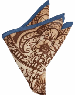 Joseph Abboud Linen Pocket Square, Taupe Floral Scroll