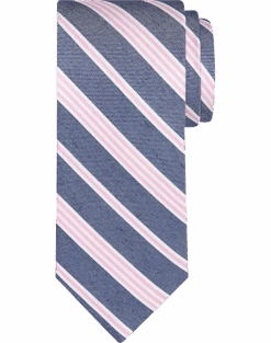 Egara Narrow Tie, Pink & Blue Stripe