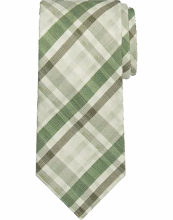 Pronto Uomo Narrow Tie, Green Plaid