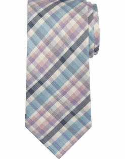 Pronto Uomo Narrow Tie, Lilac Plaid