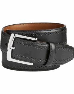 Johnston & Murphy Perforated Edge Belt, Black