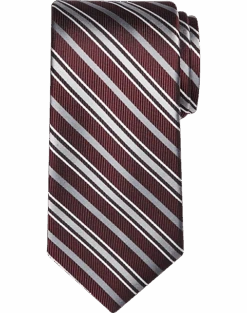 Pronto Uomo Narrow Tie, Burgundy Stripe