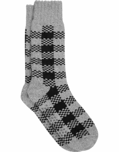 Egara Lounge Socks, Black & Gray Checkered Stripe