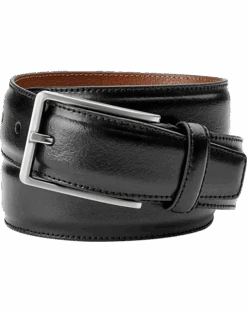 Joseph Abboud Feather Edge Leather Belt, Black