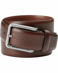 Joseph Abboud Feather Edge Leather Belt, Burgundy