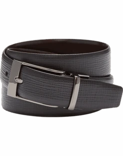 Joseph Abboud Feather Edge Reversible Textured Leather Belt, Black