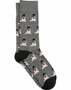 Egara Socks, Gray Dog With Top Hat