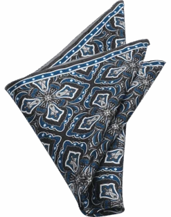 Pronto Uomo Pocket Square, Black Oversized Medallion