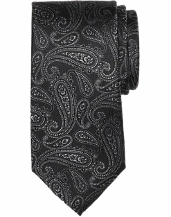 Pronto Uomo Narrow Tie, Black Tonal Paisley