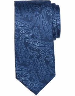 Pronto Uomo Narrow Tie, Blue Tonal Paisley