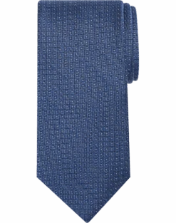Pronto Uomo Narrow Tie, Blue Micro Square
