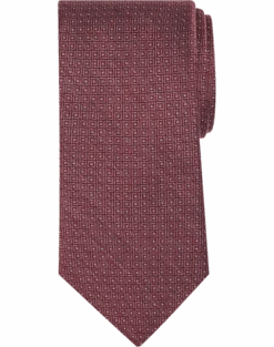 Pronto Uomo Narrow Tie, Pink Micro Square